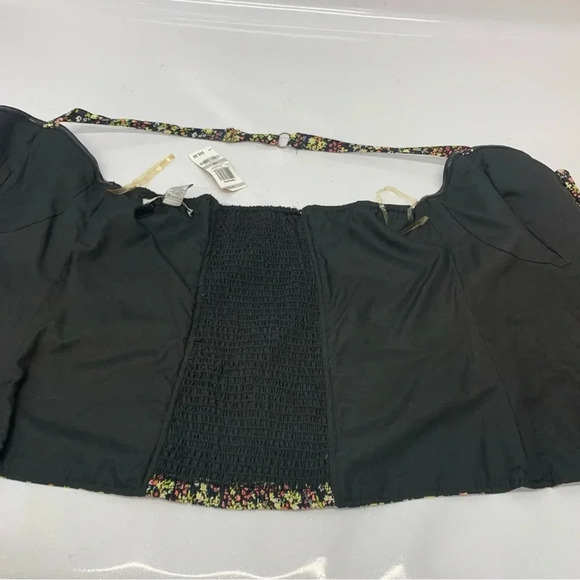 American Rag Halter Top  1X Floral Front Zip Smocked Back Pin Up Y2K Dainty New - Picture 6 of 11